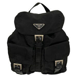 PRADA Nylon Backpack Triangle Plate Logo Black